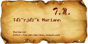 Törjék Mariann névjegykártya